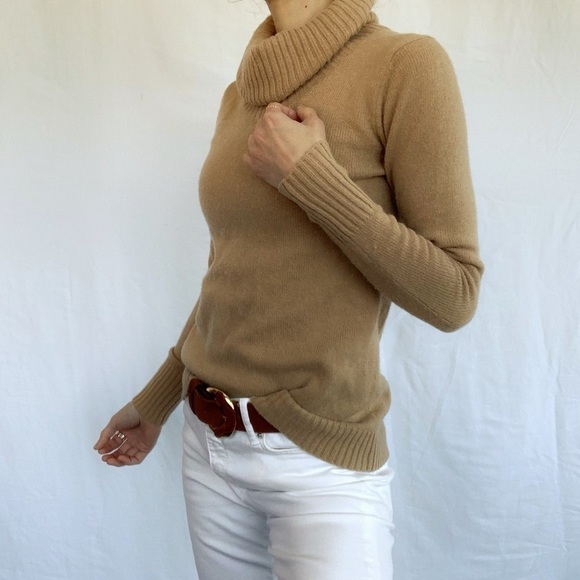 GAP mock neck Knitted sweater size S caramel tan color wool warm winter - Picture 8 of 11